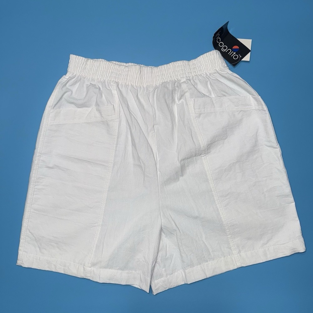 Vintage Incognito White High Waist Shorts Women's M Elastic Waist Pockets NWT